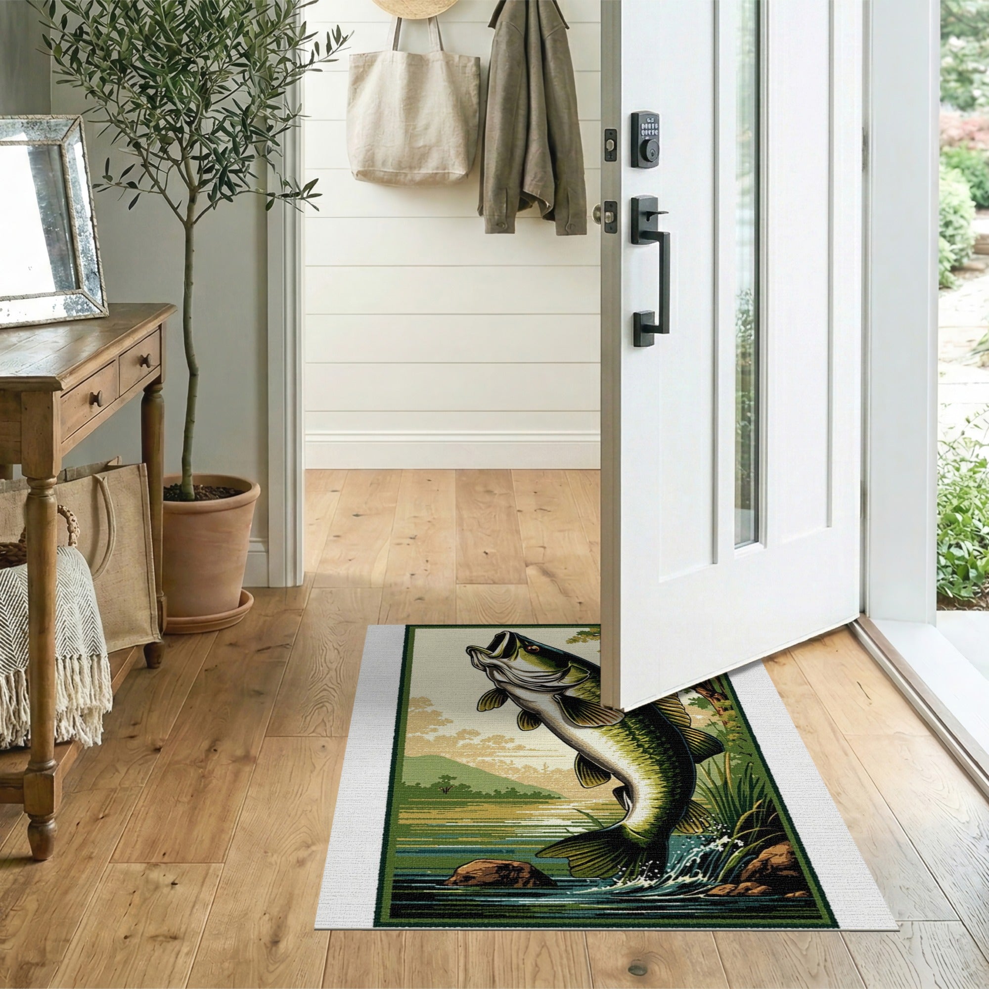 Jumping Largemouth Bass Area Rug