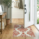 Red Ornate Damask Floral Area Rug