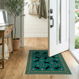 Playful Black Cats Teal Area Rug