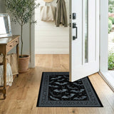 Grey Bat Swarm Area Rug with Ornate Border