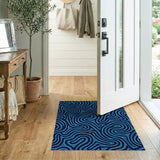 Wavy Navy Blue Abstract Area Rug