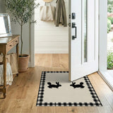 Black White Check Bunny Hop Farmhouse Rug
