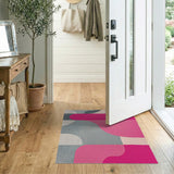 Multi-color and Patterns Vibrant Pink Grey Geometric Modern Area Rug
