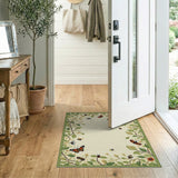 Whimsical Green Vine Butterfly Bee Area Rug