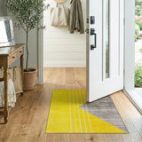 Bold Yellow Grey Geometric Triangle Stripe Rug