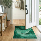 Emerald Green Abstract Wave Area Rug