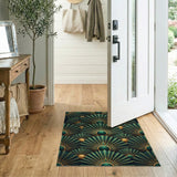 Emerald Art Deco Sunburst Area Rug