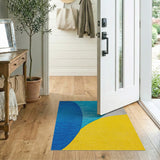 Abstract Blue Teal Yellow Area Rug