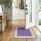 Purple Beige Bordered Geometric Area Rug