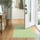 Mint Green Lemon Yellow Hexagon Geometric Area Rug