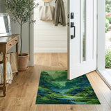 Misty Emerald Mountain Valley Area Rug