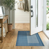 Modern Blue Grid Area Rug