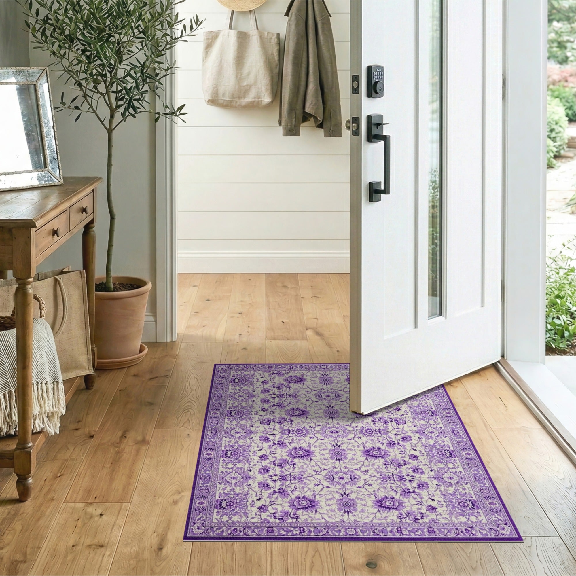 Imperial Purple Floral Persian Area Rug
