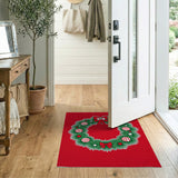 Festive Cartoon Christmas Wreath Area Rug