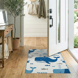Playful Blue Whale Ocean Kids Area Rug