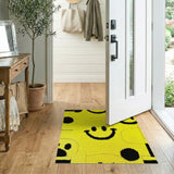 Yellow Cheerful Yellow Smiley Faces Area Rug