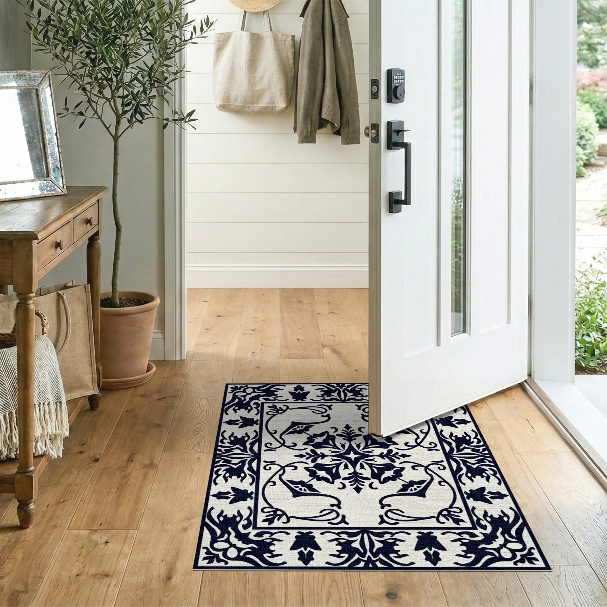 Floral Vintage Black and White Ornate Black White Floral Medallion Area Rug