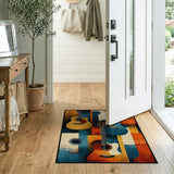 ODIKA Abstract Guitar Washable Area Rug, Low Pile Non-Slip Music Themed Decor