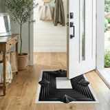 Black Art Deco Geometric Frame Area Rug