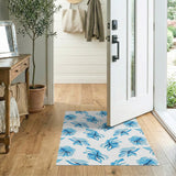 Stylized Blue Iris Floral Area Rug