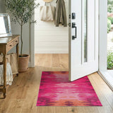 Vibrant Pink Orange Zigzag Geometric Area Rug