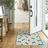 Playful Teal Bows Red Polka Dot Area Rug