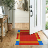 Bold Red Mosaic Geometric Area Rug