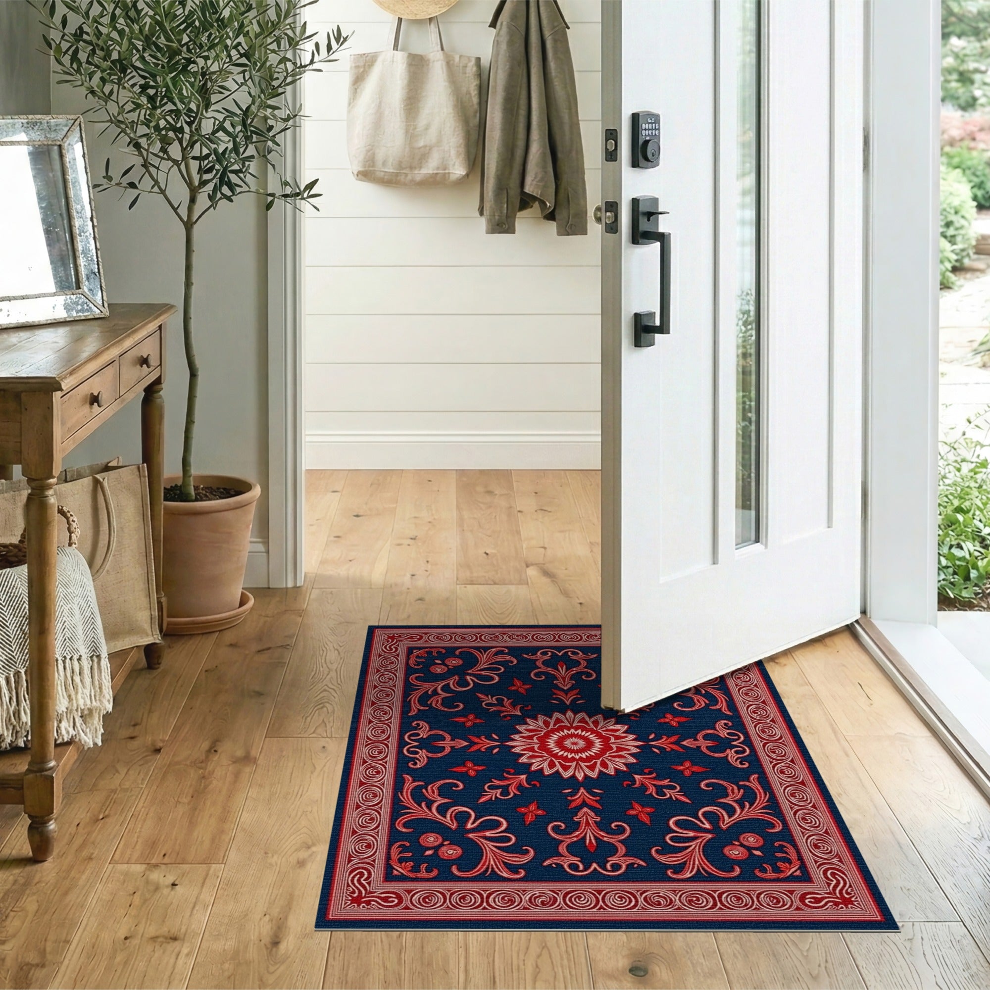 Traditional Persian Navy Blue Traditional Persian Floral Area Rug