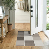 Grey Textured Geometric Block Area Rug