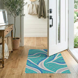 Teal Swirling Wave Area Rug