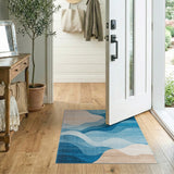 Blue and Teal Abstract Blue Wave Layers Area Rug
