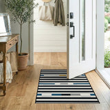Multi-color and Patterns Bold Black White Striped Geometric Area Rug