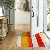Vibrant Vertical Stripe Polka Dot Area Rug
