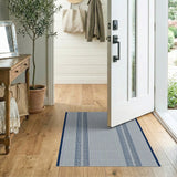 Navy Blue Chevron Stripe Gray Area Rug