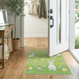 ODIKA Washable Easter Bunny Rabbit Area Rug - Low Pile Non-Slip Kids & Pet Friendly Nursery Carpet