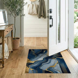 Navy Blue Gold Vein Geometric Abstract Area Rug