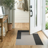 Asymmetrical Black Beige Geometric Area Rug