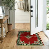 Red Ornate Red Persian Area Rug with Gold Borders