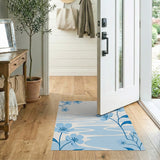 Serene Blue Cherry Blossom Wavy River Rug