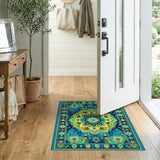 Vibrant Teal Mandala Area Rug