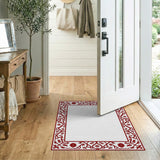 Ornate Red Floral Persian Border Rug