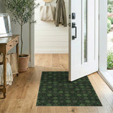 Green Floral Vintage Diamond Area Rug
