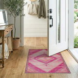 Vibrant Pink Diamond Southwestern Area Rug