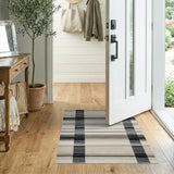 Modern Black Grey Plaid Area Rug