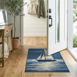 Coastal Sailboat Blue Area Rug