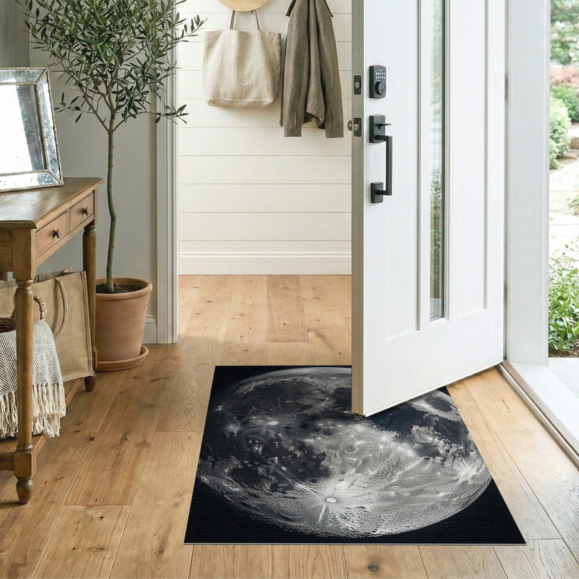 Moon Crater Black White Area Rug