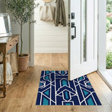 Blue Teal Geometric Arch Area Rug