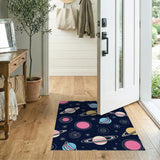 Whimsical Cartoon Planets Stars Area Rug