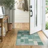 Geometric Modern Teal Geometric Patchwork Area Rug