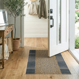 Leopard Print Beige Area Rug with Grey Borders